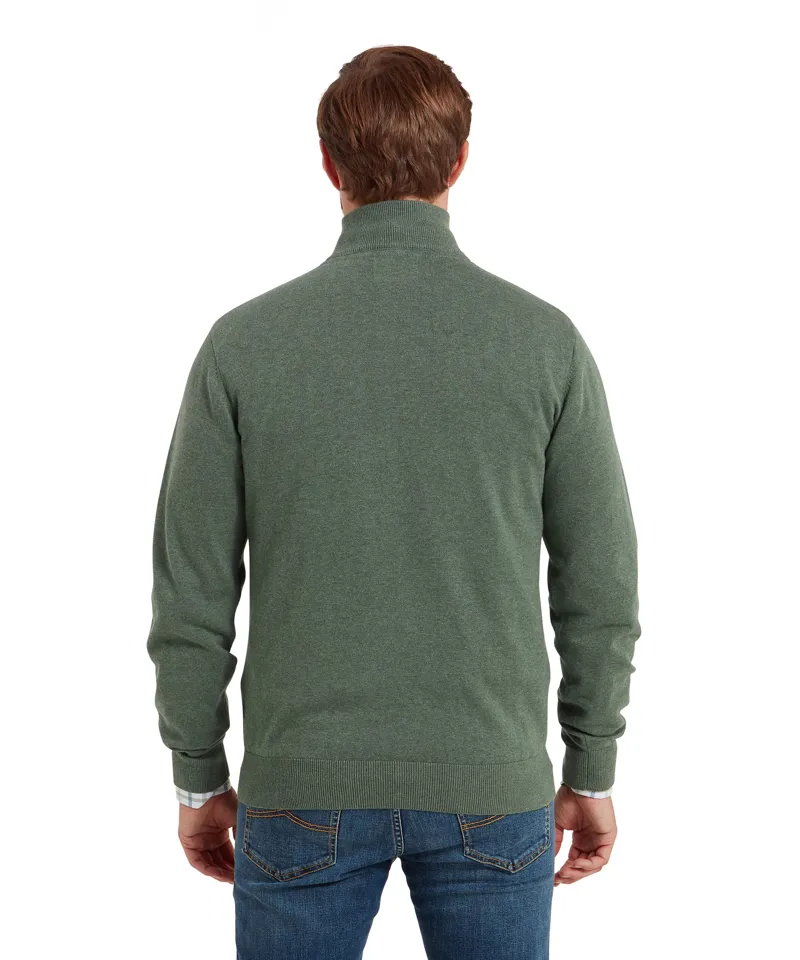 Schoffel Porthmeor Pima Cotton Quarter Zip Jumper - Country Green-4