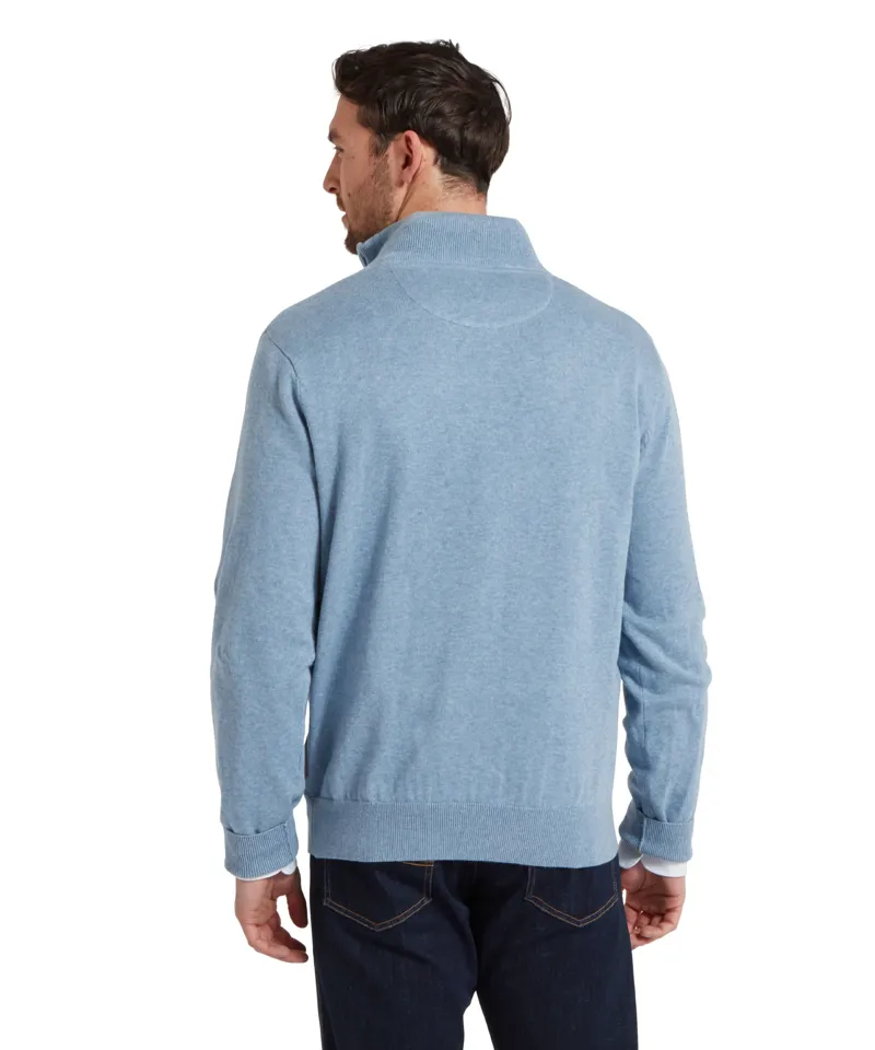 Schoffel Porthmeor Pima Cotton Quarter Zip Jumper - Denim Blue-4