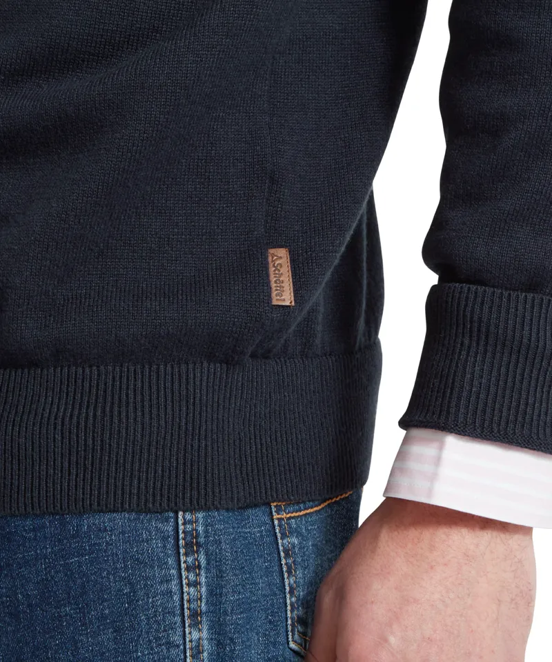 Schoffel Porthmeor Pima Cotton Quarter Zip Jumper - Navy-6