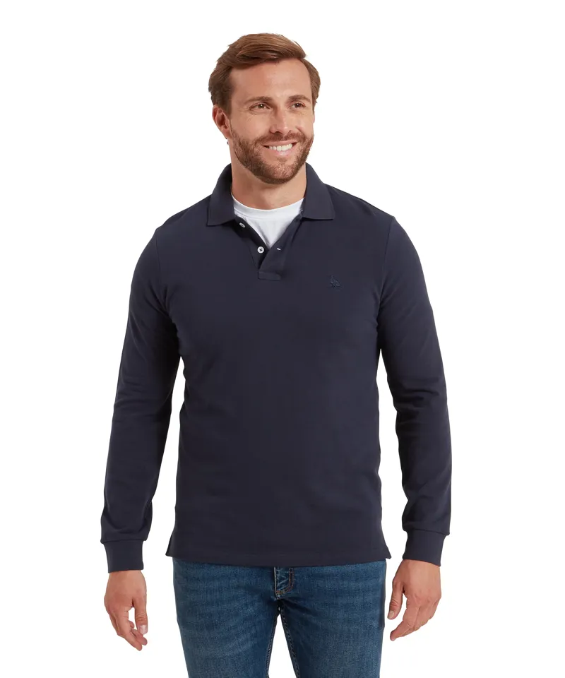 Schoffel St Ives Long Sleeve Polo Shirt - Navy-1