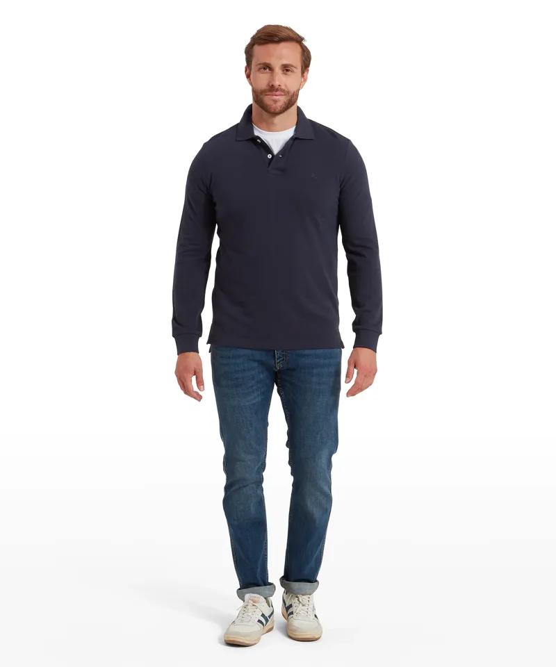 Schoffel St Ives Long Sleeve Polo Shirt - Navy-2
