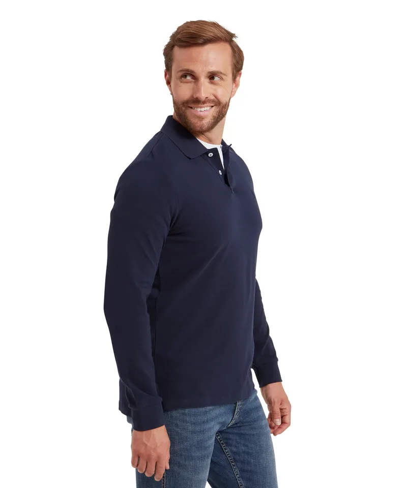 Schoffel St Ives Long Sleeve Polo Shirt - Navy-3