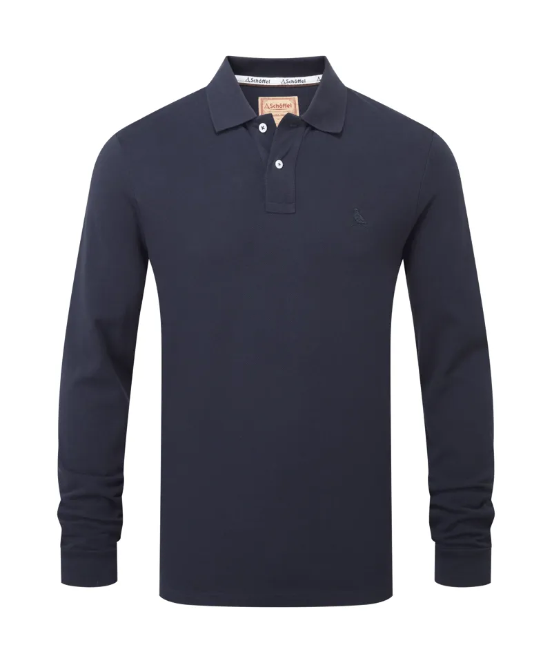 Schoffel St Ives Long Sleeve Polo Shirt - Navy-6