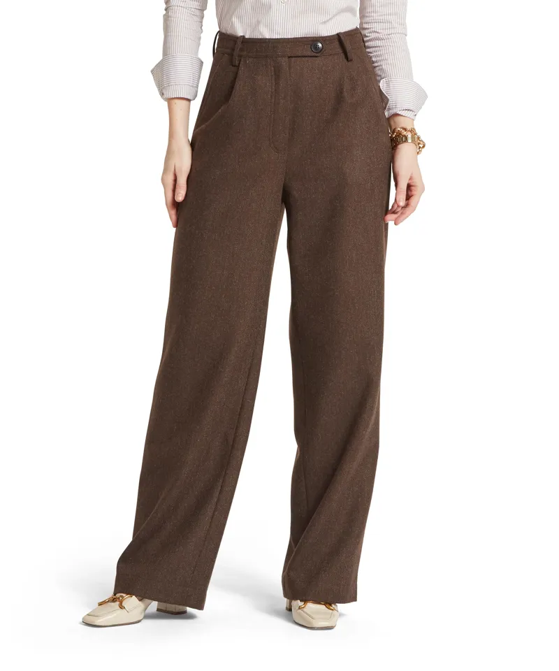 Schoffel Arabella Tweed Trousers - Chocolate Herringbone Tweed-3