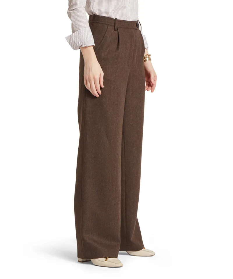 Schoffel Arabella Tweed Trousers - Chocolate Herringbone Tweed-4