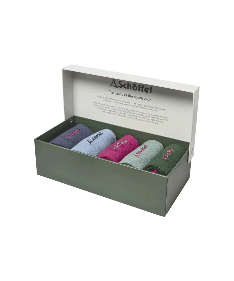 Schoffel Bamboo Socks - Box of 5 - Logo Pink Mix-1