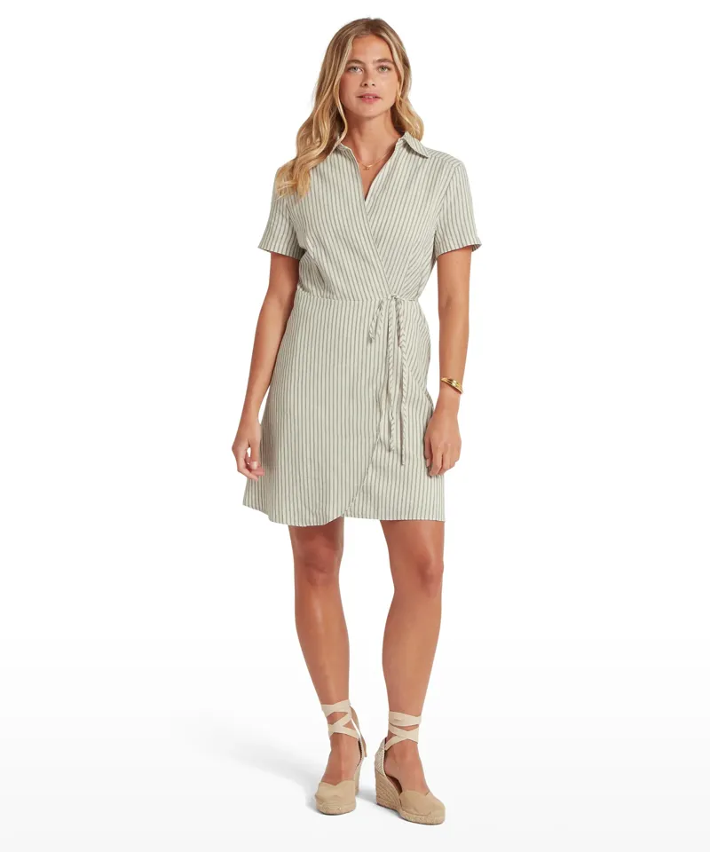 Schoffel Fleur Linen Dress - Agave Green Stripe