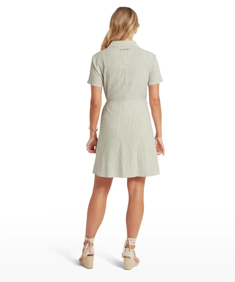 Schoffel Fleur Linen Dress - Agave Green Stripe-3