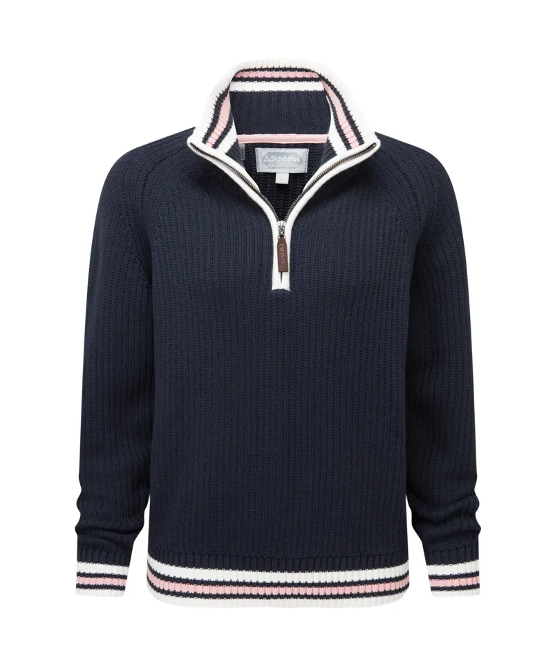 Schoffel Havelet Bay Quarter Zip Jumper - Navy/Blush-1
