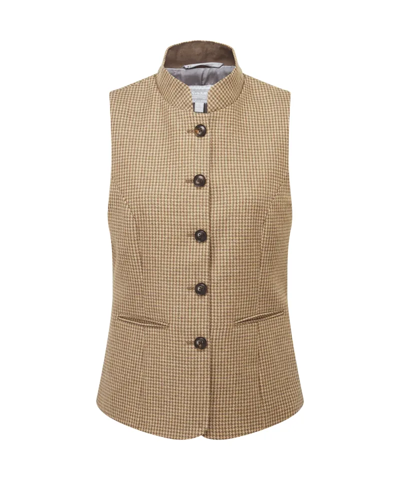 Schoffel Millport Tweed Nehru Waistcoat - Houndstooth Tweed