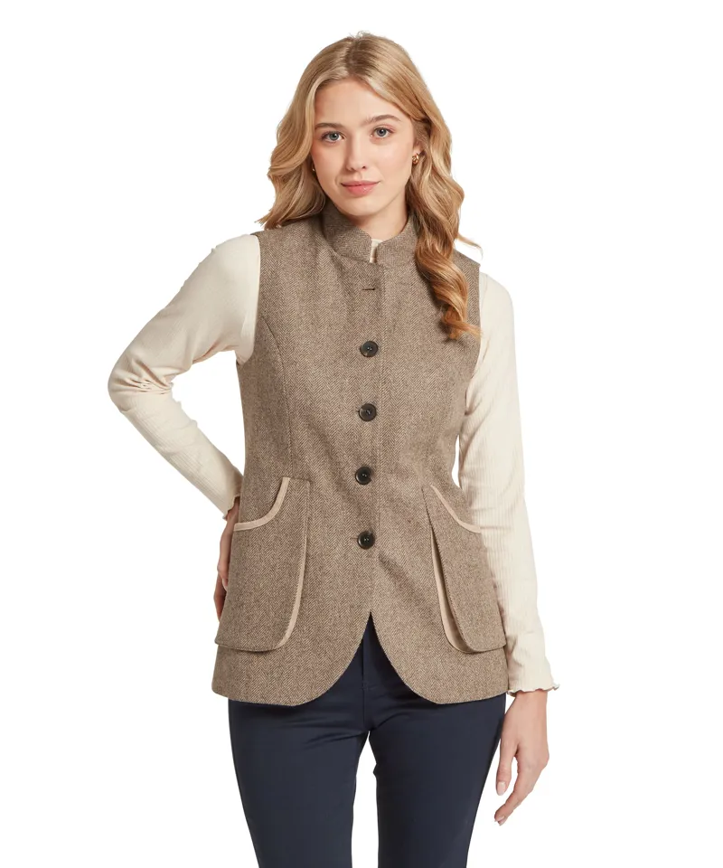 Schoffel Pennan Tweed Waistcoat - Cobblestone Herringbone Tweed