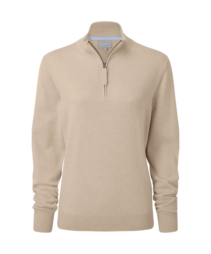 Schoffel Polperro Pima Cotton Quarter Zip - Oat-1