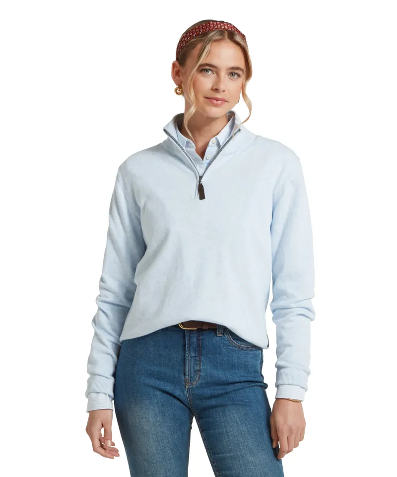 Schoffel Polperro Pima Cotton Quarter Zip - Blue Water