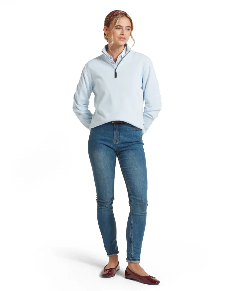 Schoffel Polperro Pima Cotton Quarter Zip - Blue Water-2