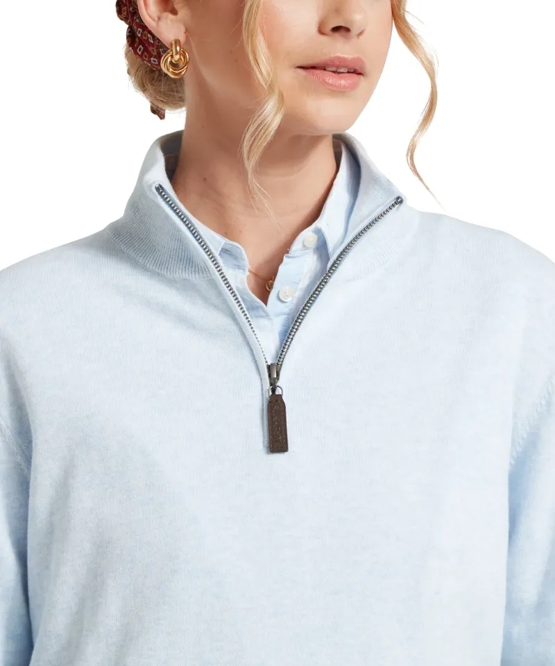 Schoffel Polperro Pima Cotton Quarter Zip - Blue Water-5