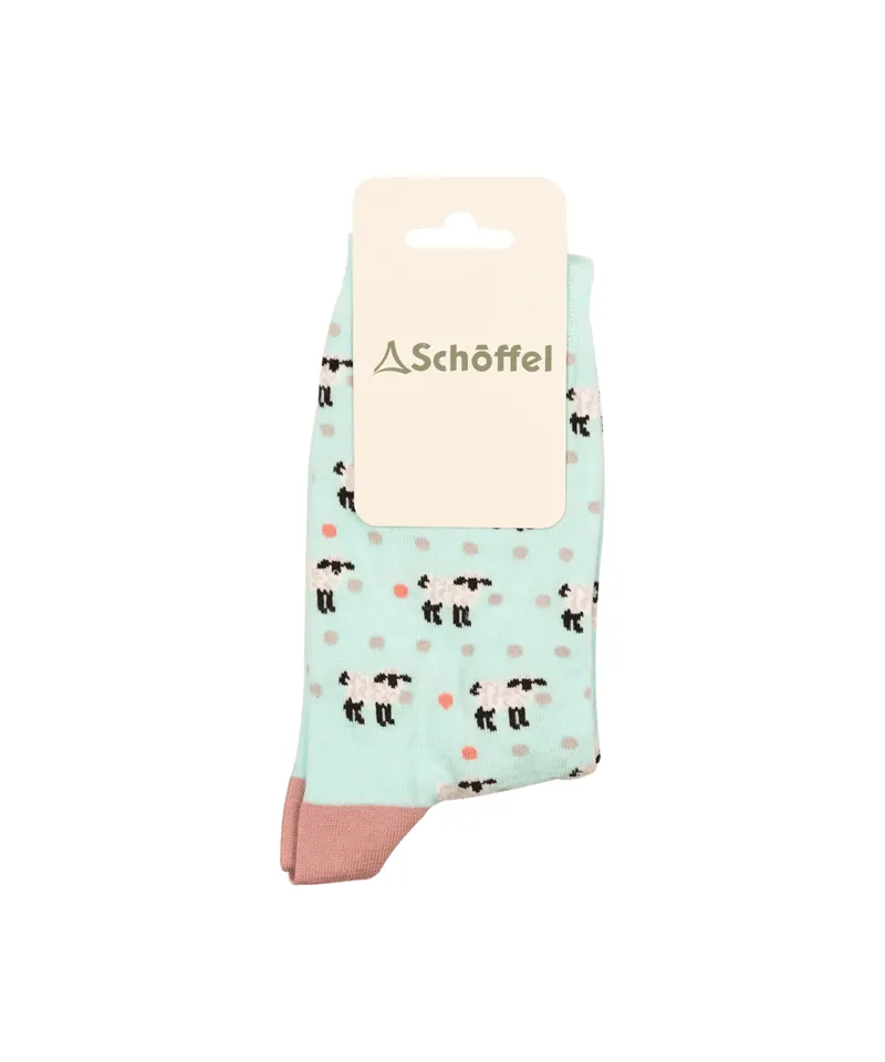 Schoffel Cotton Socks - Mint Sheep