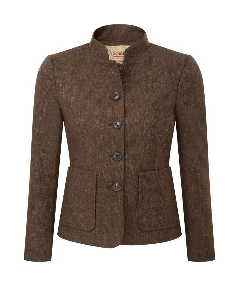 Schoffel St Abbs Tweed Blazer - Chocolate Herringbone Tweed-4