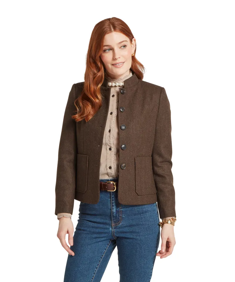 Schoffel St Abbs Tweed Blazer - Chocolate Herringbone Tweed