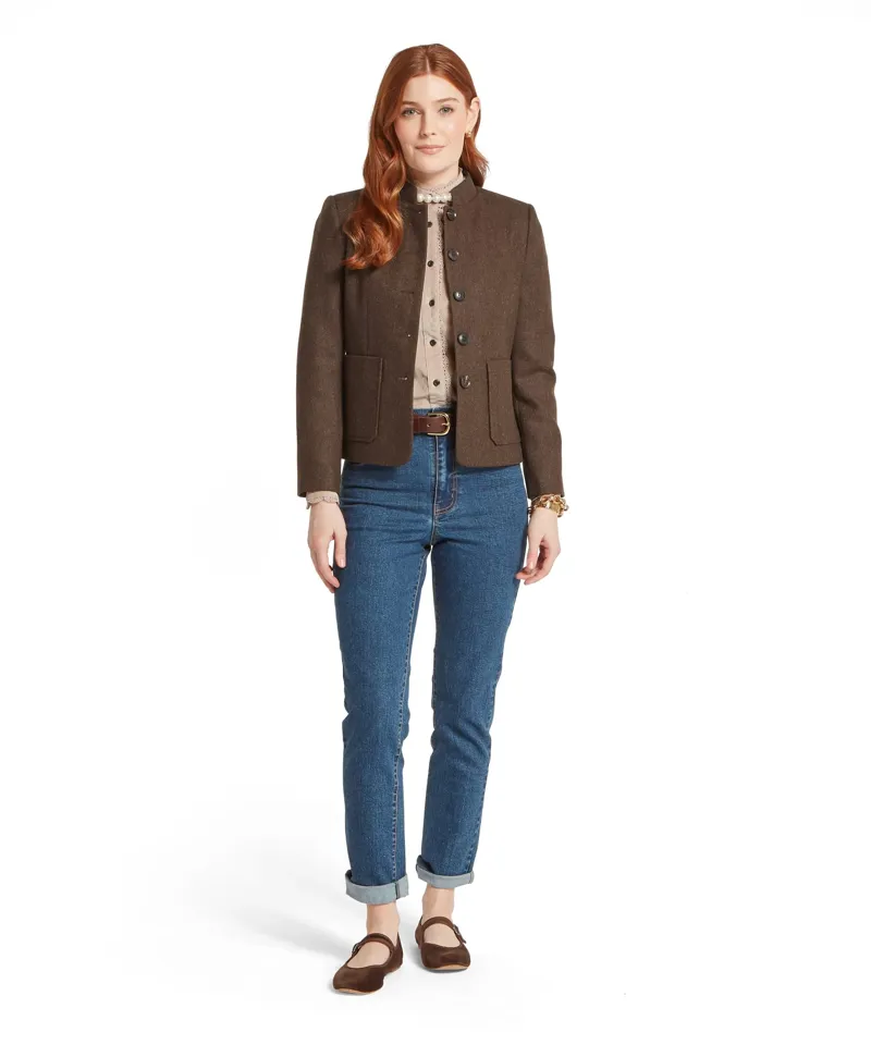 Schoffel St Abbs Tweed Blazer - Chocolate Herringbone Tweed-5