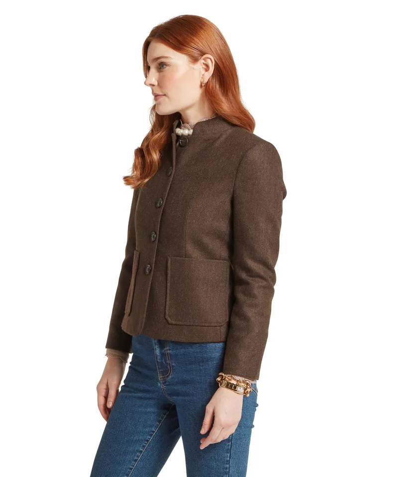 Schoffel St Abbs Tweed Blazer - Chocolate Herringbone Tweed-6