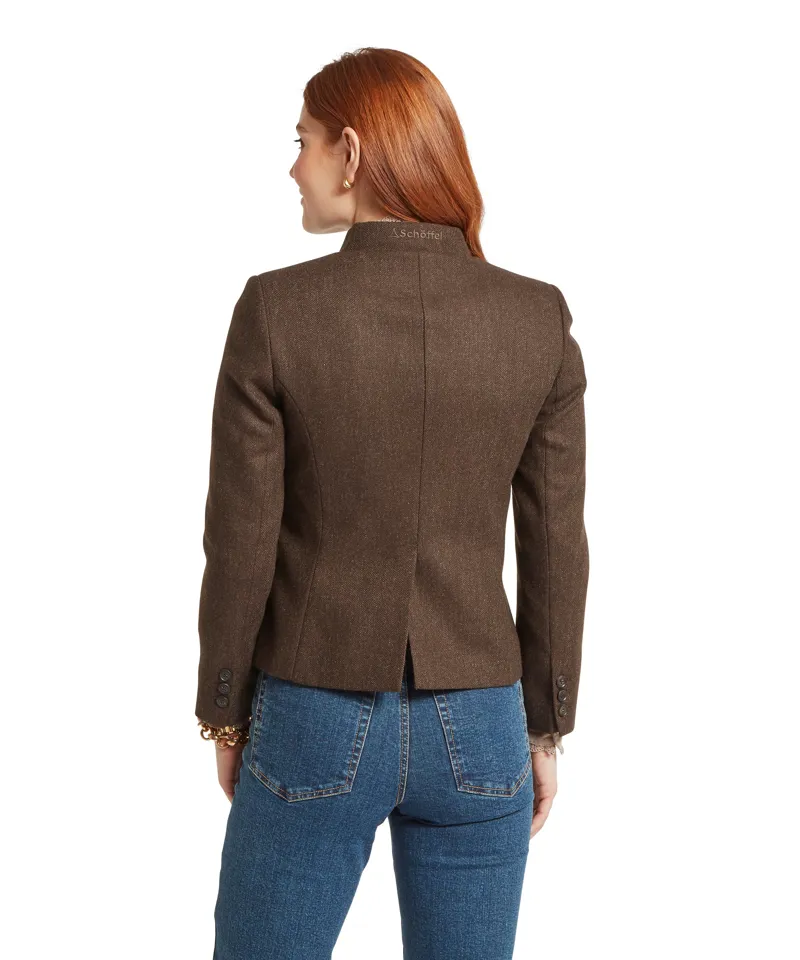 Schoffel St Abbs Tweed Blazer - Chocolate Herringbone Tweed-7