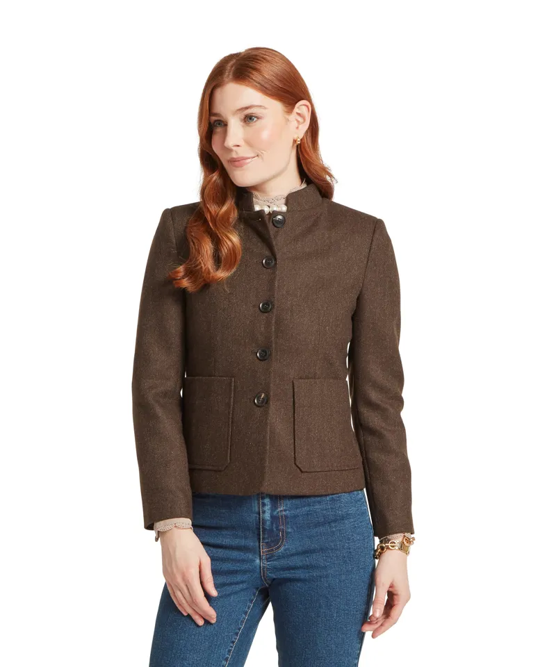 Schoffel St Abbs Tweed Blazer - Chocolate Herringbone Tweed-11