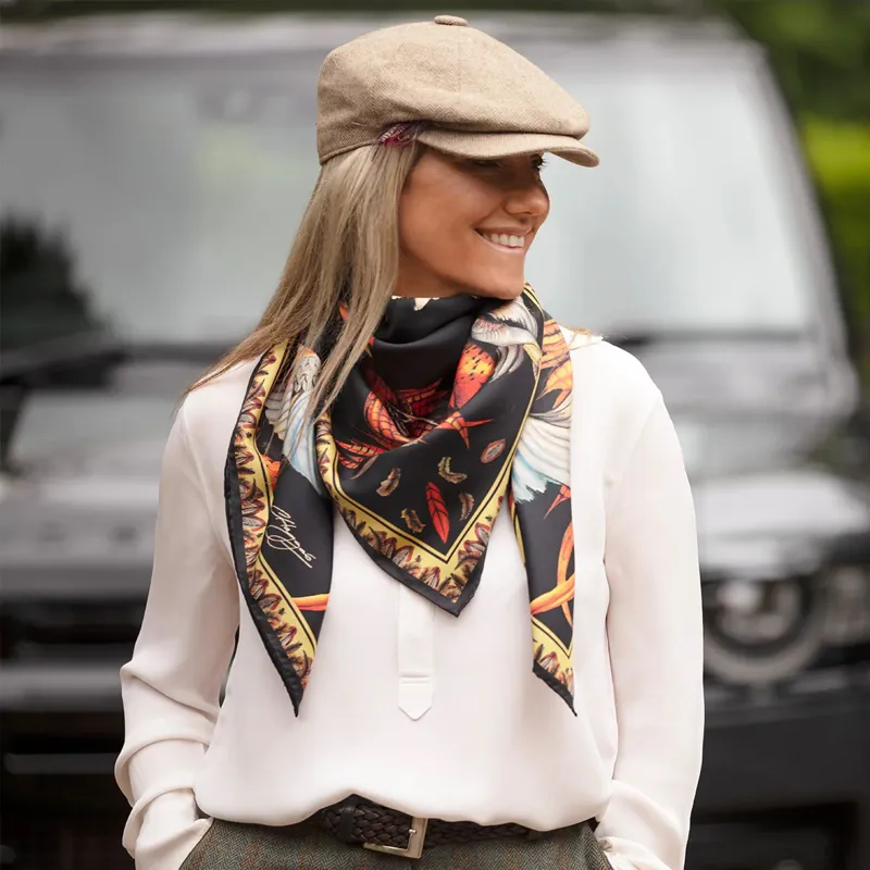 Clare Haggas A Wing And A Prayer Ebony and Gold Large Square Scarf -4