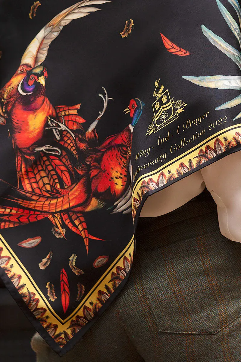 Clare Haggas A Wing And A Prayer Ebony and Gold Large Square Scarf -3