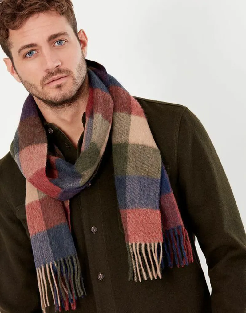 Joules Tytherton Gentlemans Red Multi Check Scarf